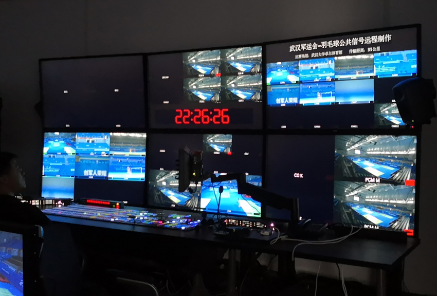 2019年第七届世界军人运动会 主媒体中心，康维讯成功交付7套55英寸全高清广播级监视器